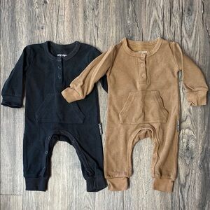 Little Bipsy Black And Brown Rompers Abby Boy Size 0-3 Mo